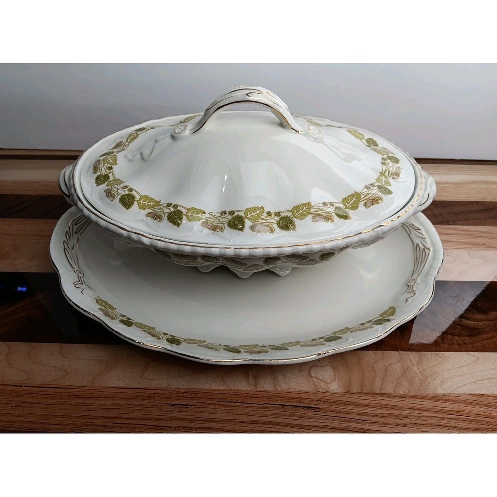 Johnson Brothers‎ The Tuscany Serving Dish with Lid Covered Vegetable Bowl Green